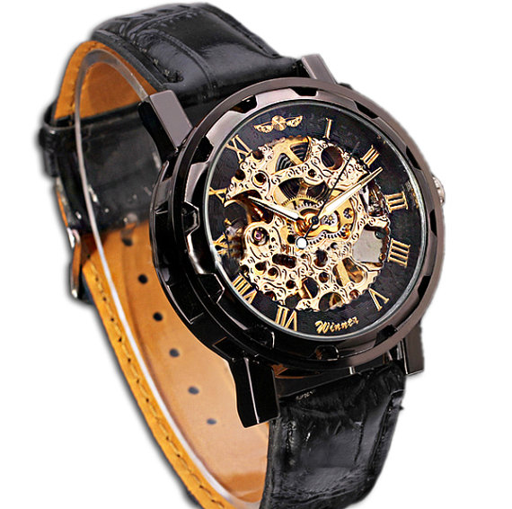 Мужские наручные часы Winner Skeleton - Black купить в СПБ