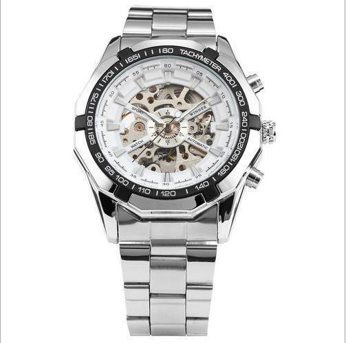 Наручные мужские часы скелетоны Winner Luxury White (белый циферблат) купить в СПБ