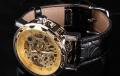 Часы Skeleton Winner (Виннер) серебряный корпус, золотой циферблат - купить в СПБ