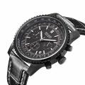 Часы Megir Aviator Chronometer (черный корпус, черный циферблат, черный ремешок) - купить в СПБ