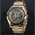 Брендовые мужские часы Skeleton Winner (Виннер) Luxury Gold золотой корпус - купить в СПб