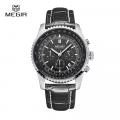Часы Megir Aviator Chronometer (серебристый корпус, черный циферблат, черный ремешок) - купить в СПБ